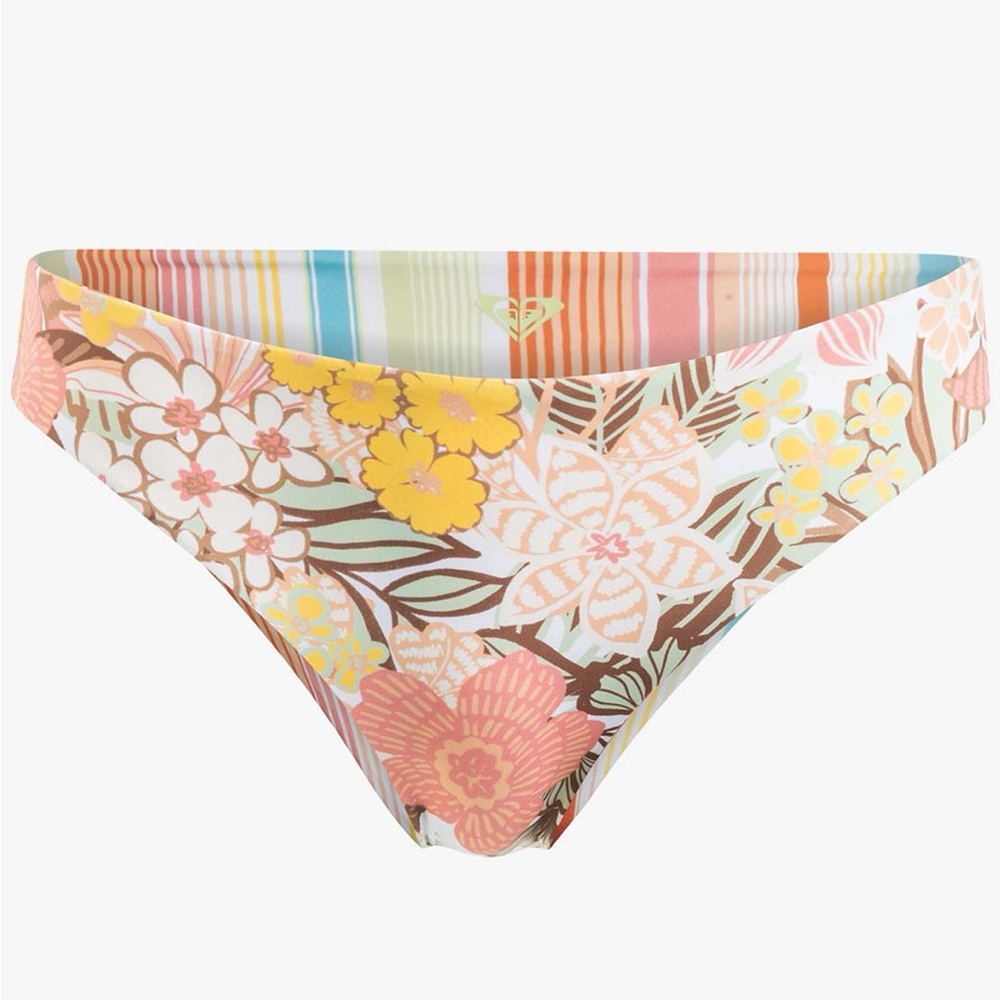 Roxy Playa Paradise Multicolor Reversible Floral & Striped Hipster Bikini Bottom